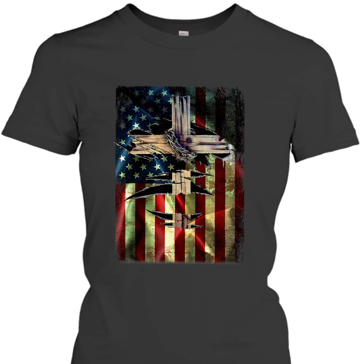 Christian Patriotic US Flag Christianity Cross T-Shirt Christian Patriotic US Flag Christianity Cross T-Shirt