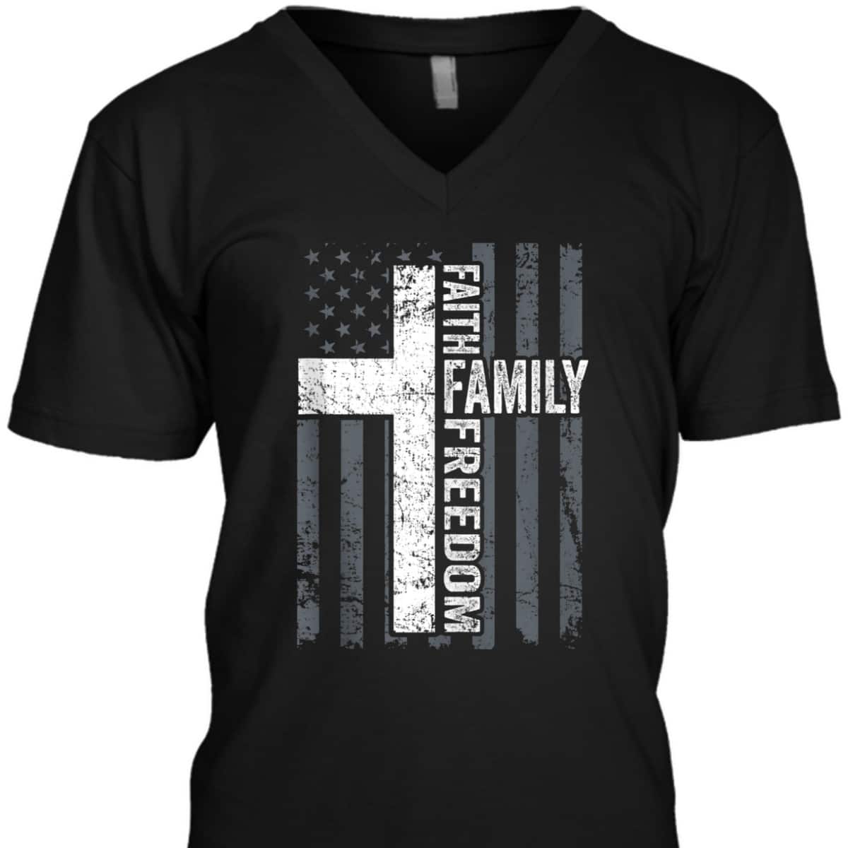 Faith Family And Freedom Patriotic Christian USA Cross Flag T-Shirt Faith Family And Freedom Patriotic Christian USA Cross Flag T-Shirt