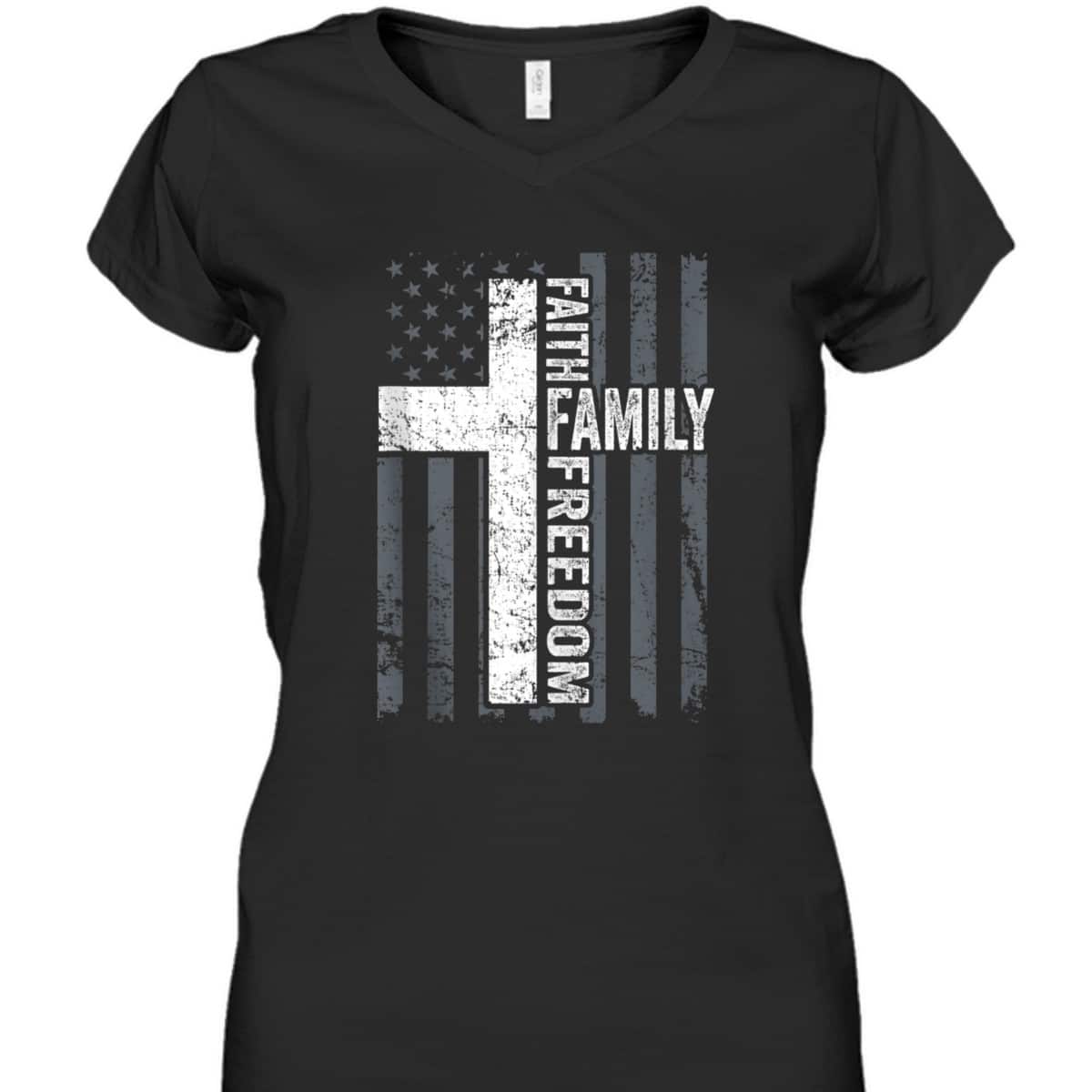 Faith Family And Freedom Patriotic Christian USA Cross Flag T-Shirt Faith Family And Freedom Patriotic Christian USA Cross Flag T-Shirt