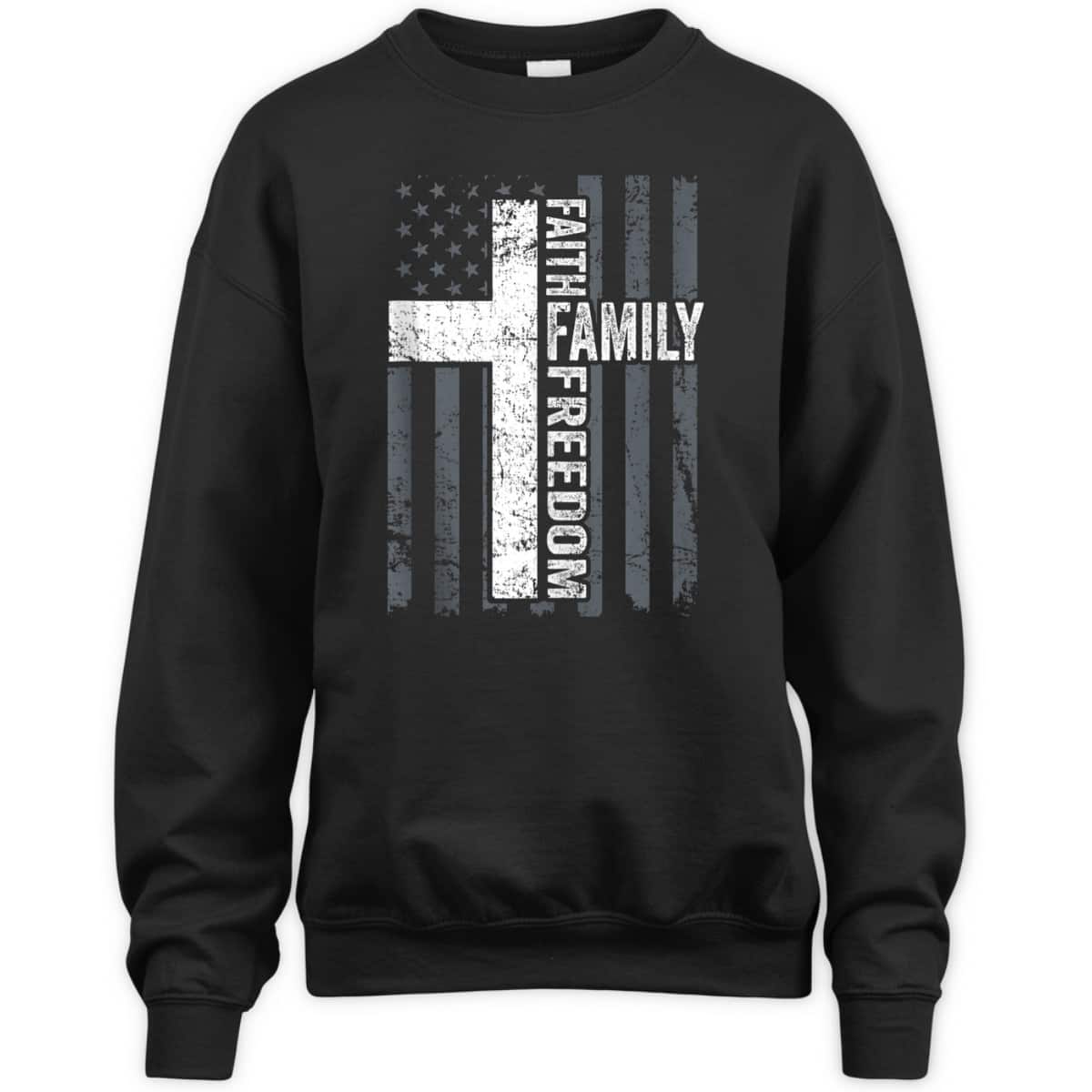 Faith Family And Freedom Patriotic Christian USA Cross Flag T-Shirt Faith Family And Freedom Patriotic Christian USA Cross Flag T-Shirt