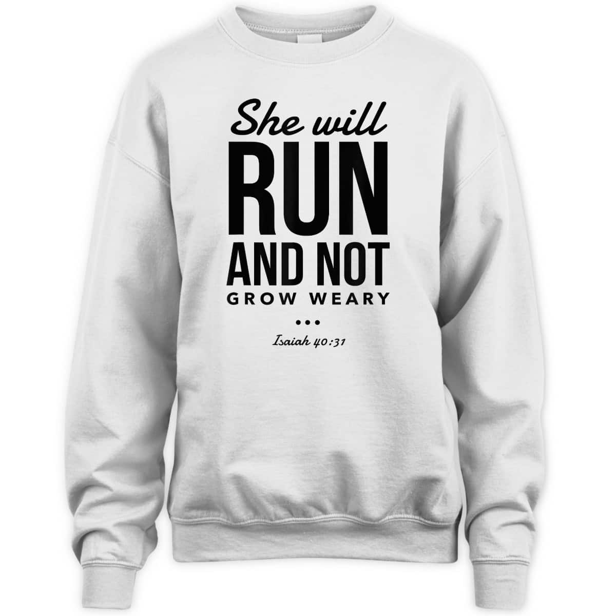 Christian Bible Verse Religious Runner She Will Run And Not Grow Weary T-Shirt Christian Bible Verse Religious Runner She Will Run And Not Grow Weary T-Shirt