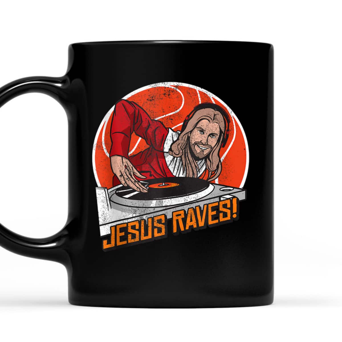 Jesus Raves Christian Party DJ Techno Turntable Funny Christian T-Shirt Jesus Raves Christian Party DJ Techno Turntable Funny Christian T-Shirt