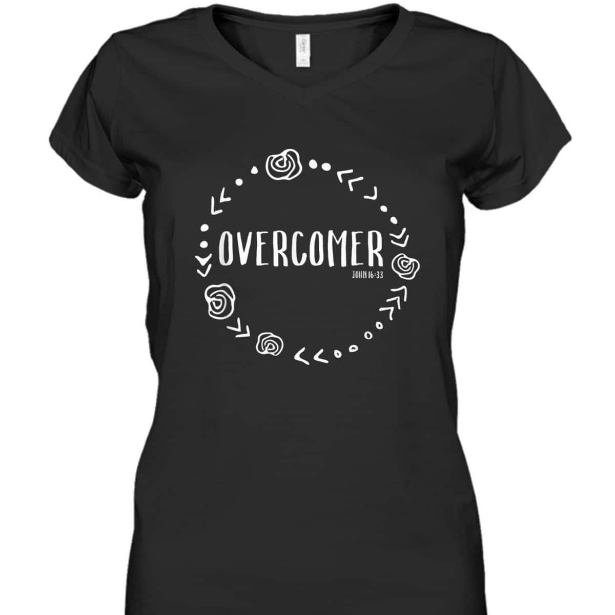 Overcomer Christian Faith John 16:33 Bible Verse Scripture T-Shirt