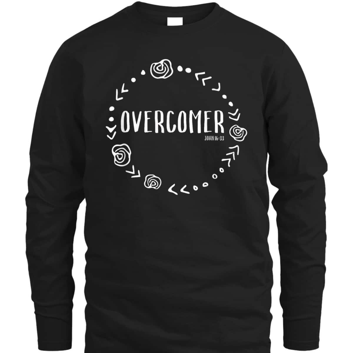 Overcomer Christian Faith John 16:33 Bible Verse Scripture T-Shirt Overcomer Christian Faith John 16:33 Bible Verse Scripture T-Shirt