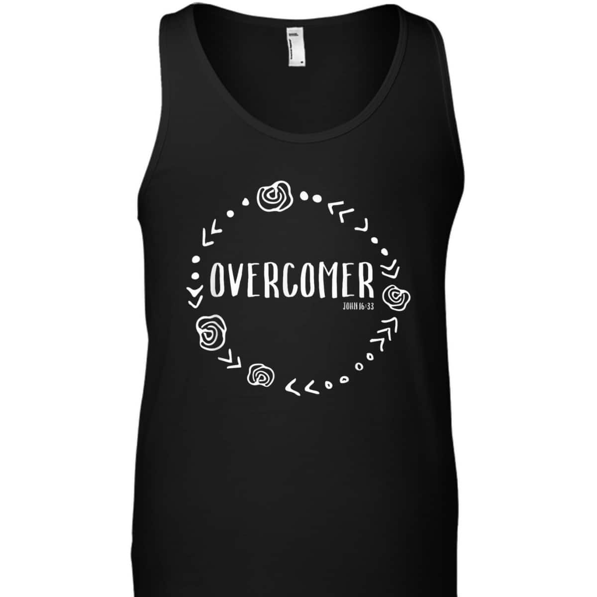 Overcomer Christian Faith John 16:33 Bible Verse Scripture T-Shirt