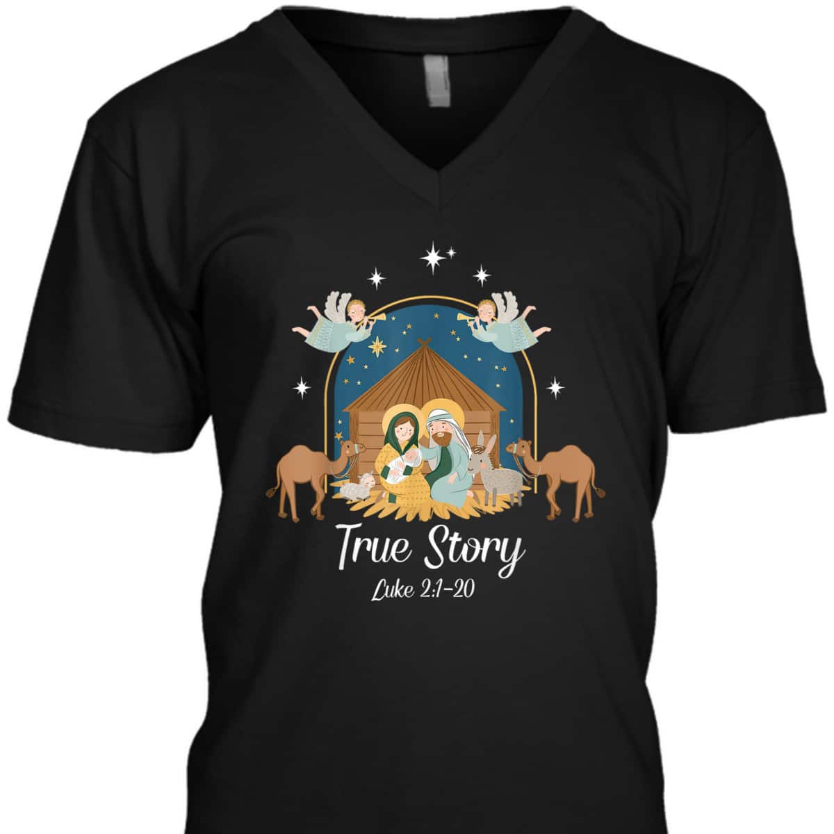 True Story Nativity Scene Christmas Baby Jesus Christian Bible Verse T-Shirt True Story Nativity Scene Christmas Baby Jesus Christian Bible Verse T-Shirt