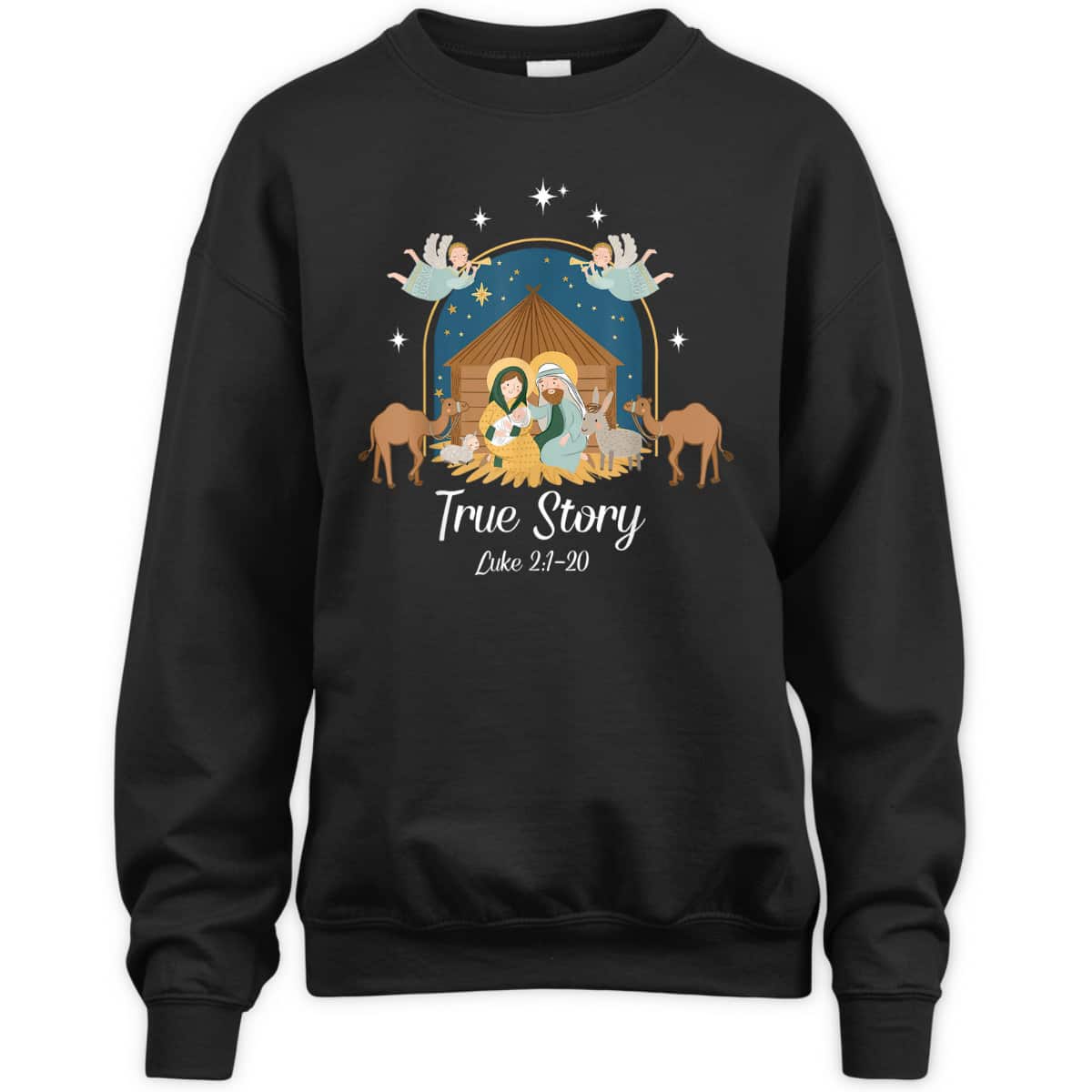 True Story Nativity Scene Christmas Baby Jesus Christian Bible Verse T-Shirt True Story Nativity Scene Christmas Baby Jesus Christian Bible Verse T-Shirt