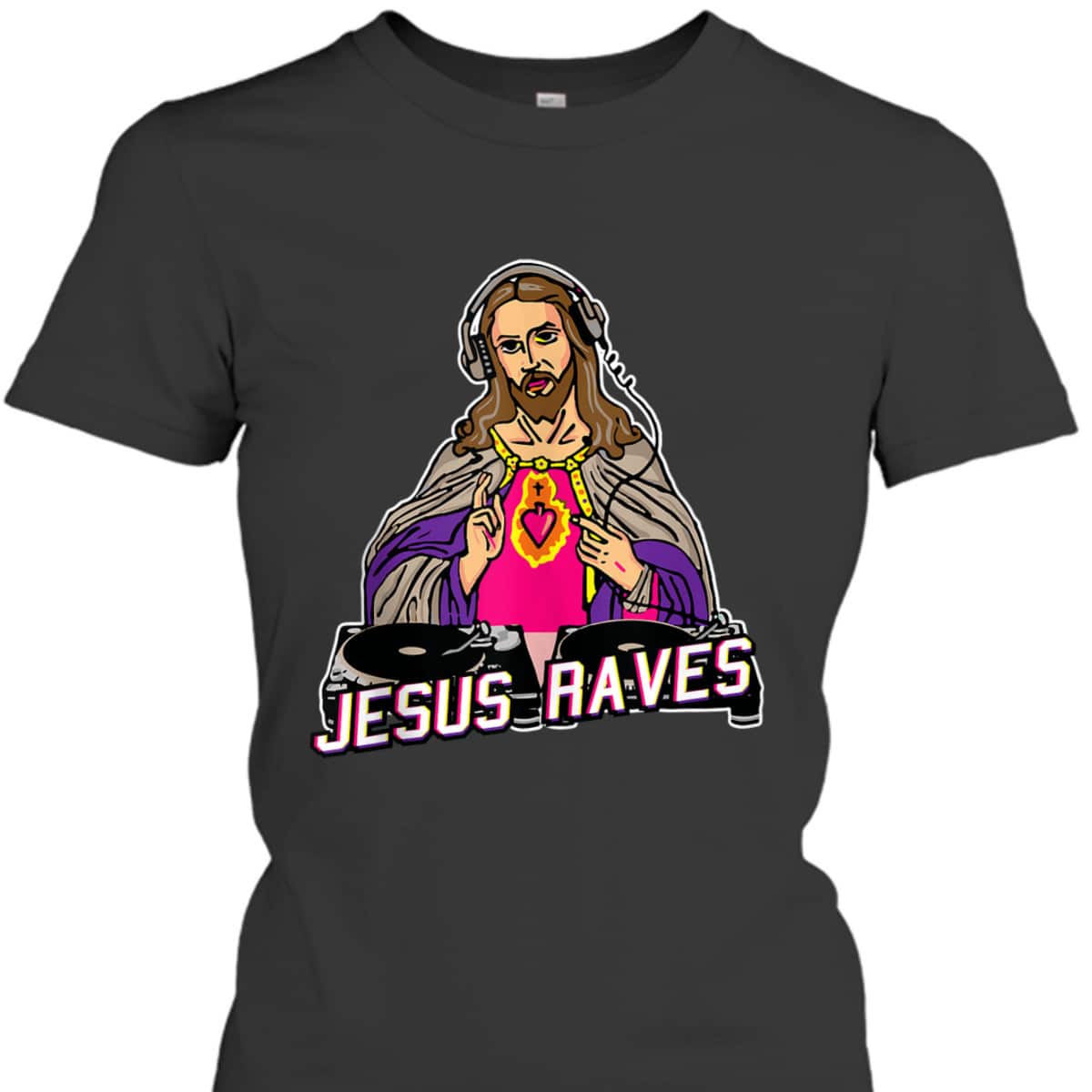 Jesus Raves Christmas EDM Music X-Mas Party Christian DJ T-Shirt Jesus Raves Christmas EDM Music X-Mas Party Christian DJ T-Shirt