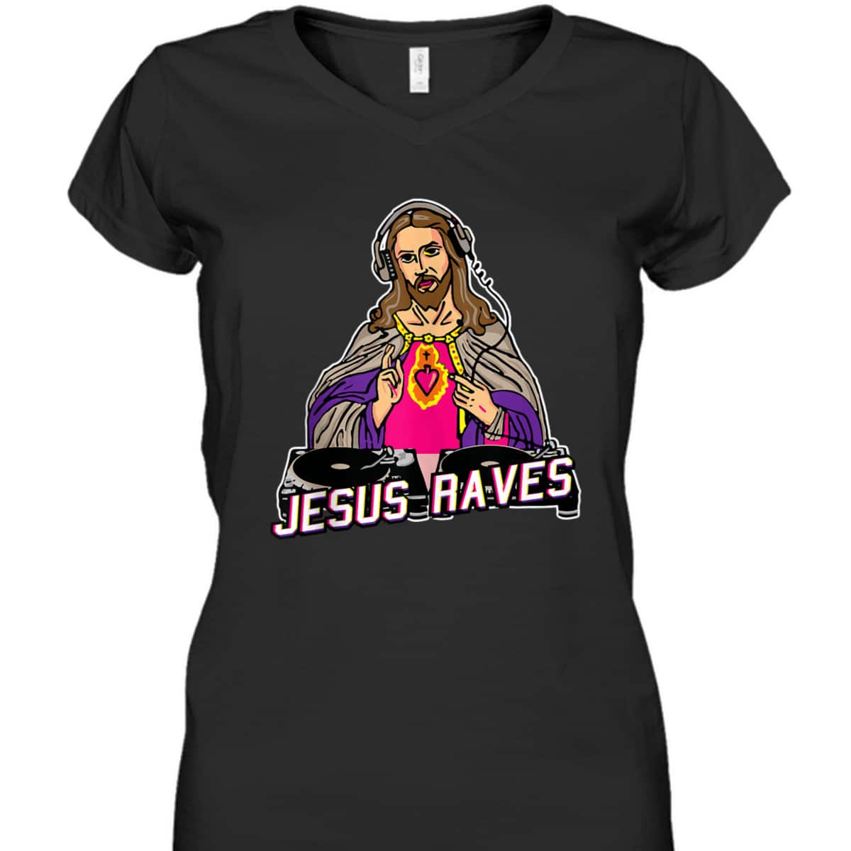 Jesus Raves Christmas EDM Music X-Mas Party Christian DJ T-Shirt Jesus Raves Christmas EDM Music X-Mas Party Christian DJ T-Shirt
