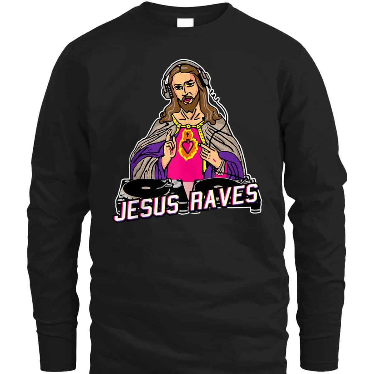 Jesus Raves Christmas EDM Music X-Mas Party Christian DJ T-Shirt Jesus Raves Christmas EDM Music X-Mas Party Christian DJ T-Shirt