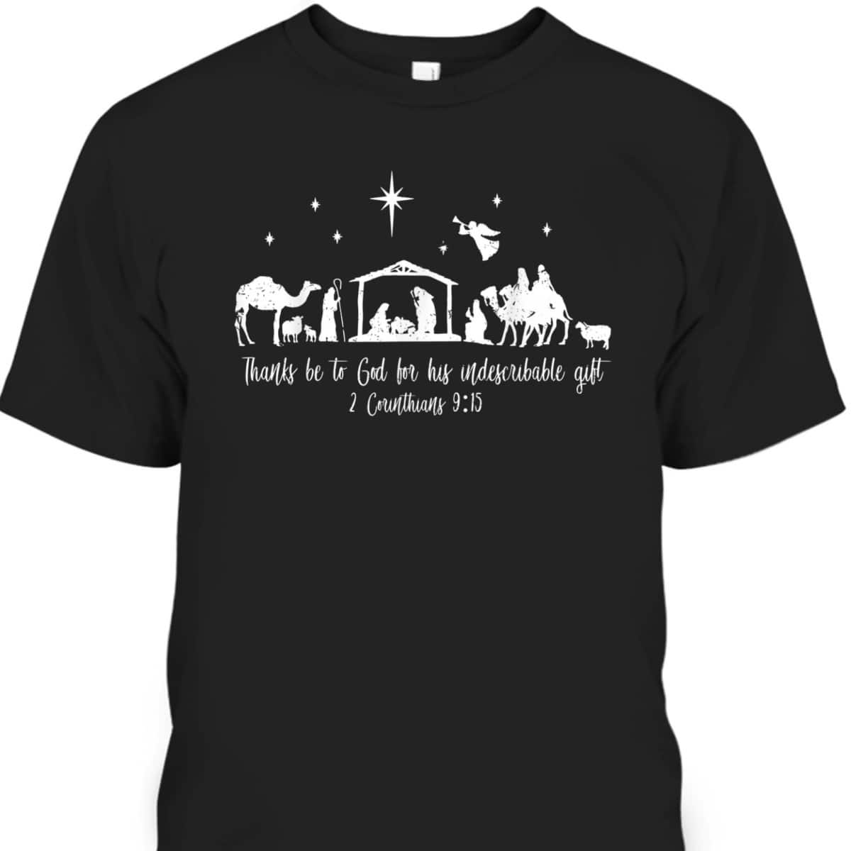 Christian Bible Verse Christmas Nativity 2 Corinthians 9:15 T-Shirt Christian Bible Verse Christmas Nativity 2 Corinthians 9:15 T-Shirt
