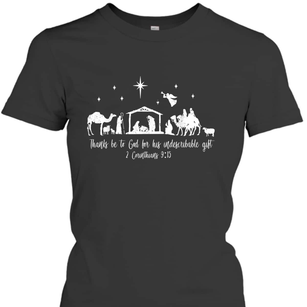 Christian Bible Verse Christmas Nativity 2 Corinthians 9:15 T-Shirt Christian Bible Verse Christmas Nativity 2 Corinthians 9:15 T-Shirt