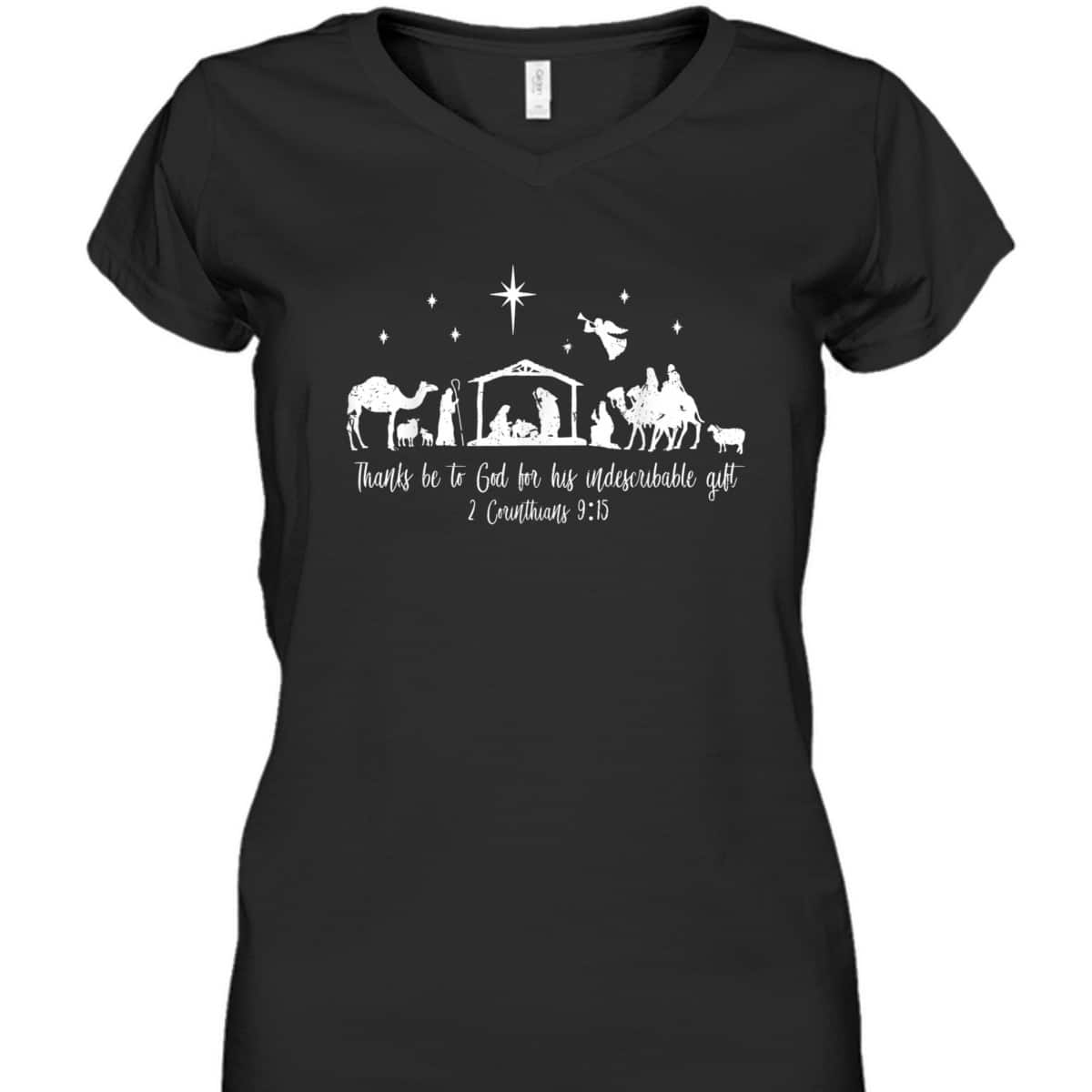 Christian Bible Verse Christmas Nativity 2 Corinthians 9:15 T-Shirt Christian Bible Verse Christmas Nativity 2 Corinthians 9:15 T-Shirt