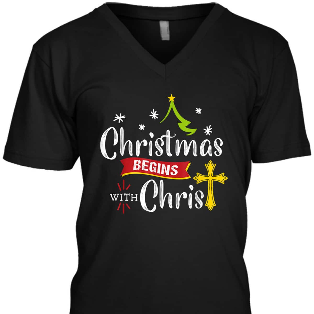 Christmas Begins With Christ Jesus Christian Cross T-Shirt Christmas Begins With Christ Jesus Christian Cross T-Shirt