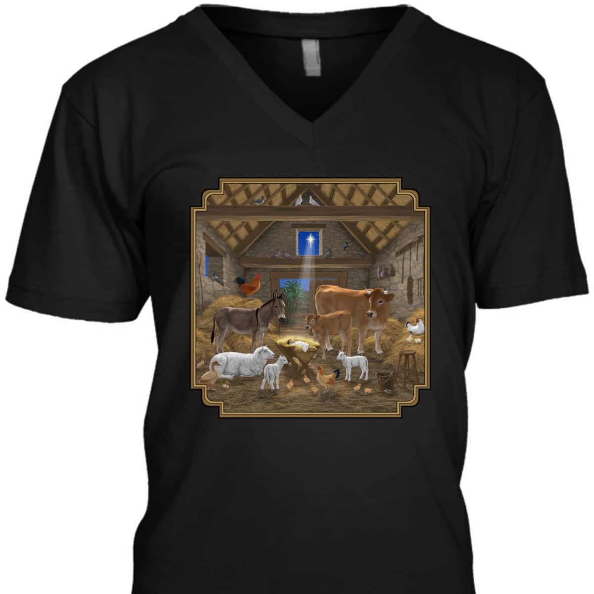 Jesus Manger Christmas Nativity Scene Barnyard Farm Animals T-Shirt Jesus Manger Christmas Nativity Scene Barnyard Farm Animals T-Shirt