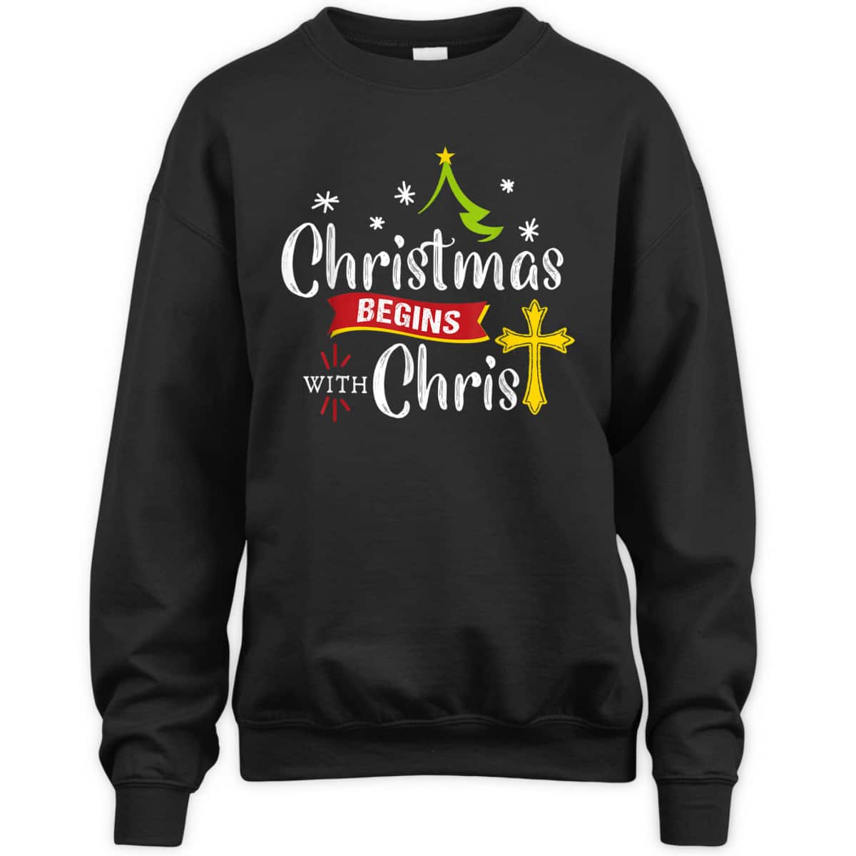 Christmas Begins With Christ Jesus Christian Cross T-Shirt Christmas Begins With Christ Jesus Christian Cross T-Shirt