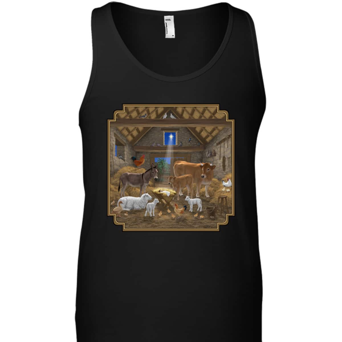 Jesus Manger Christmas Nativity Scene Barnyard Farm Animals T-Shirt Jesus Manger Christmas Nativity Scene Barnyard Farm Animals T-Shirt