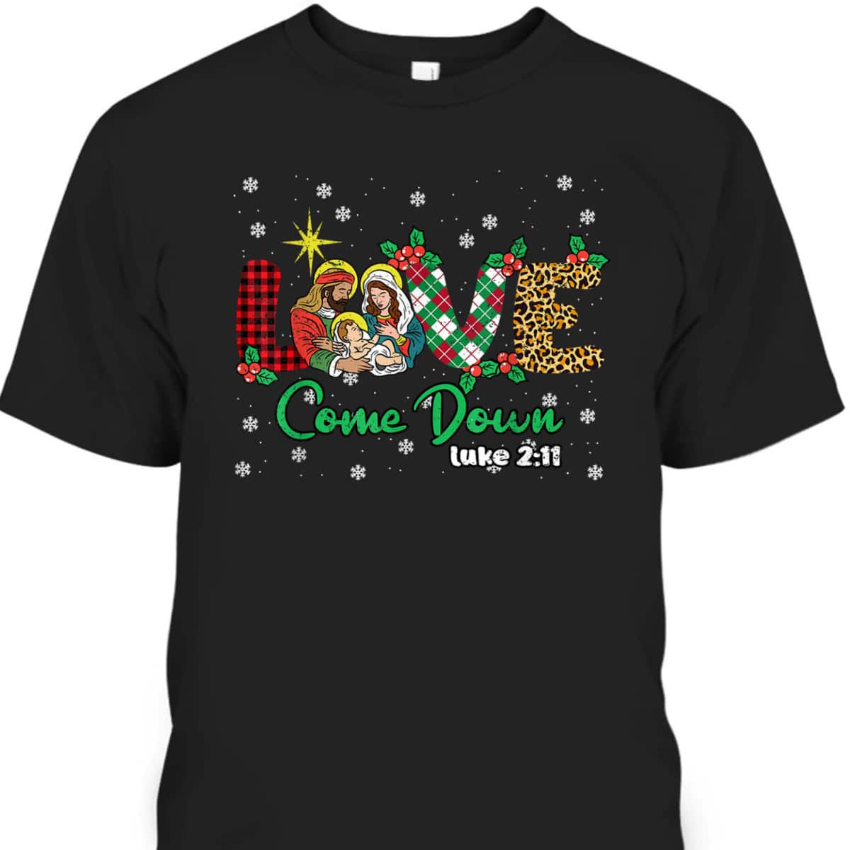 Love Christmas Pajama Plaid Leopard Christian Bible Verse T-Shirt Love Christmas Pajama Plaid Leopard Christian Bible Verse T-Shirt