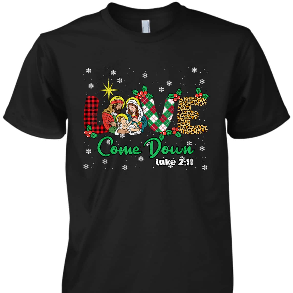 Love Christmas Pajama Plaid Leopard Christian Bible Verse T-Shirt Love Christmas Pajama Plaid Leopard Christian Bible Verse T-Shirt