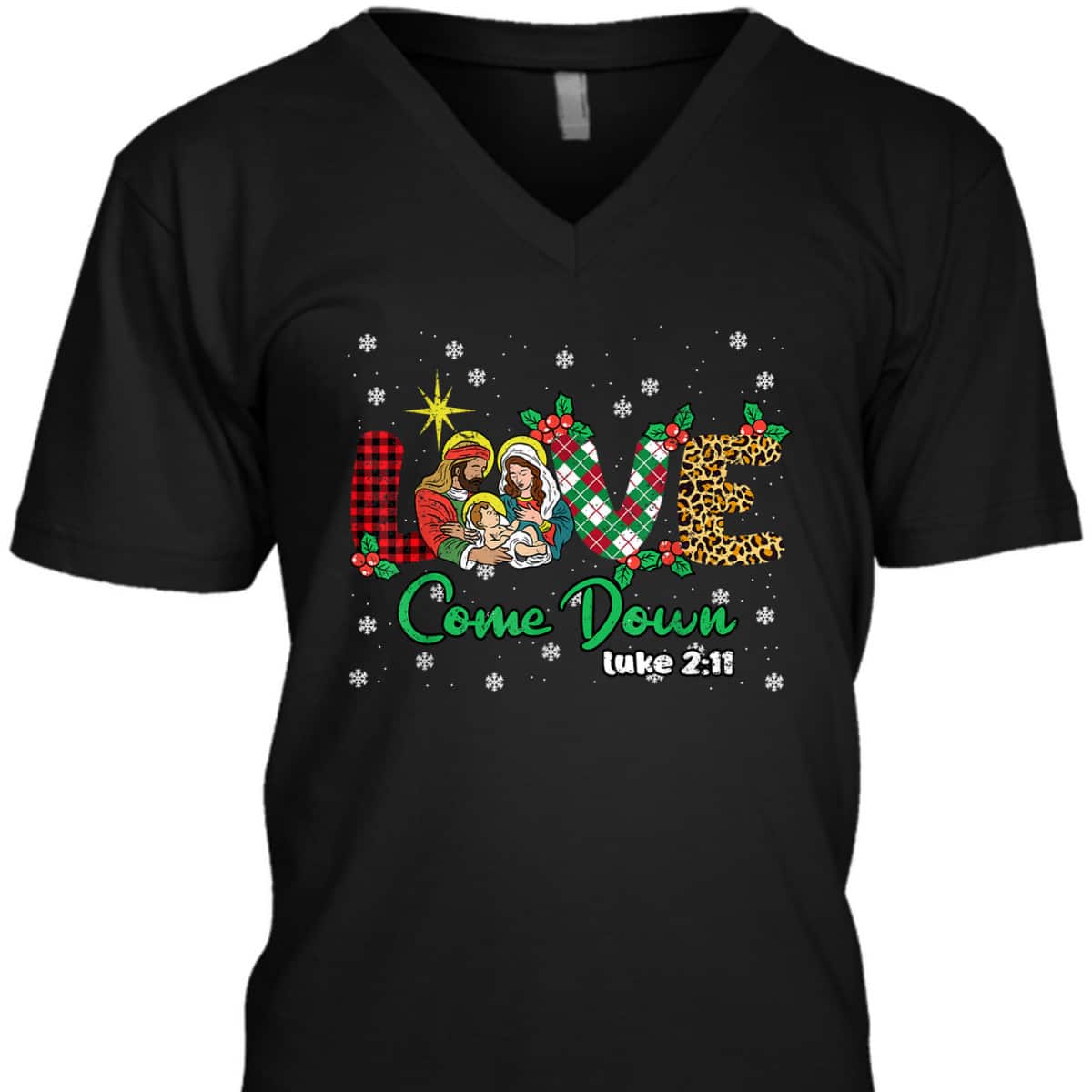 Love Christmas Pajama Plaid Leopard Christian Bible Verse T-Shirt Love Christmas Pajama Plaid Leopard Christian Bible Verse T-Shirt