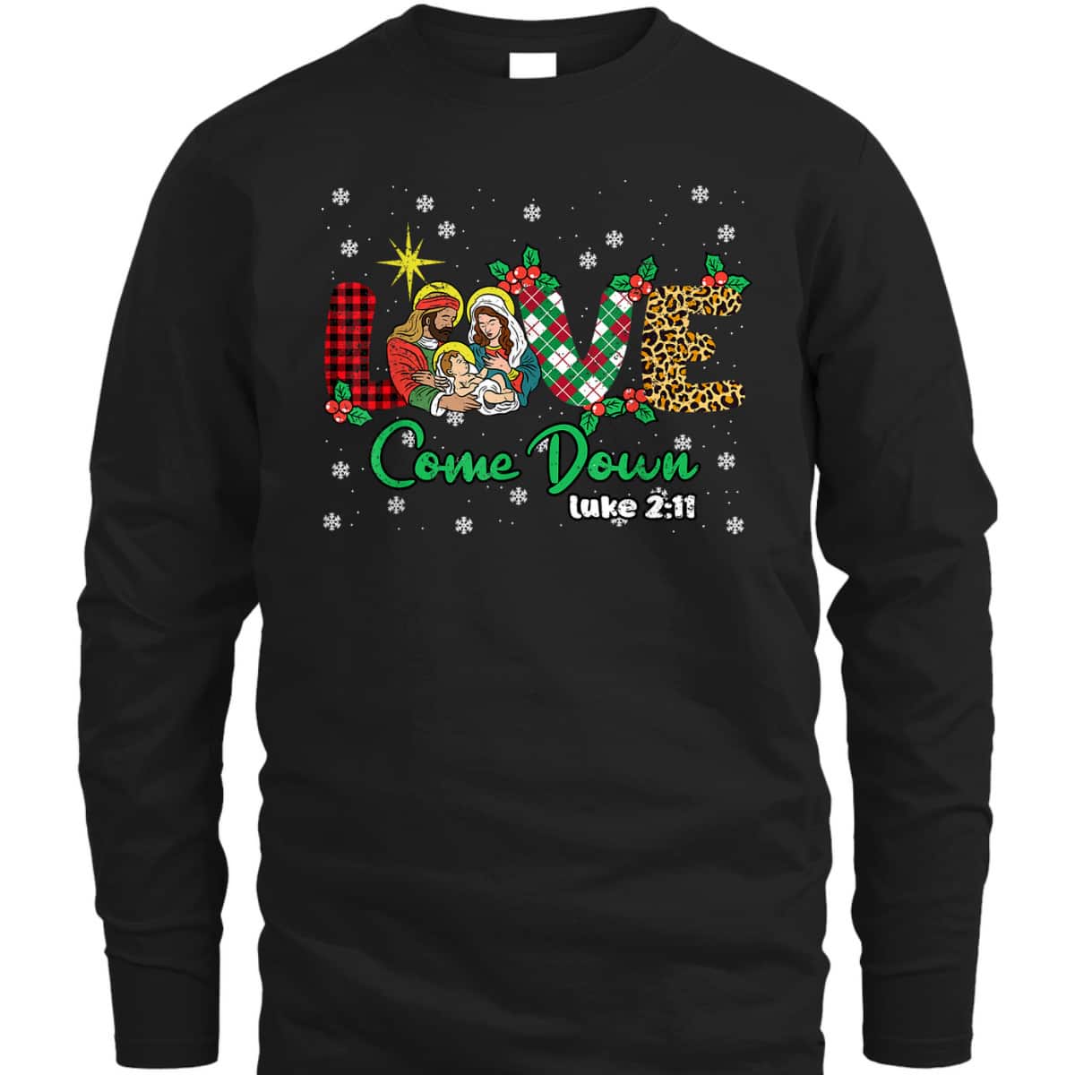 Love Christmas Pajama Plaid Leopard Christian Bible Verse T-Shirt Love Christmas Pajama Plaid Leopard Christian Bible Verse T-Shirt