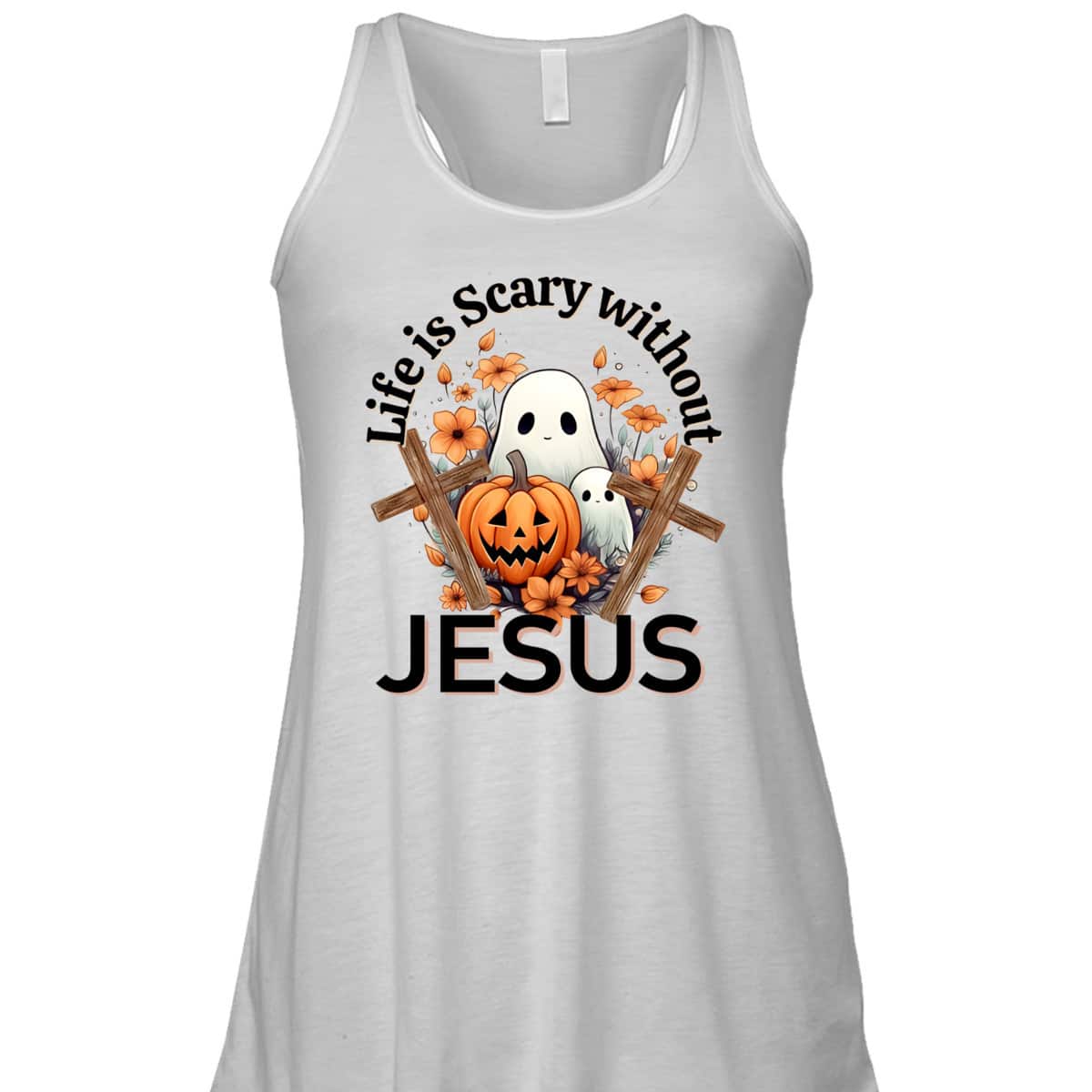 Retro Life Is Scary Without Jesus Ghost Halloween Christian T-Shirt Retro Life Is Scary Without Jesus Ghost Halloween Christian T-Shirt