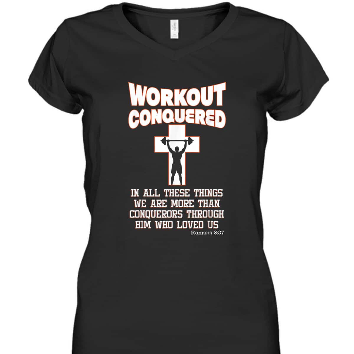 Scripture Christian Fitness Workout Conquered T-Shirt