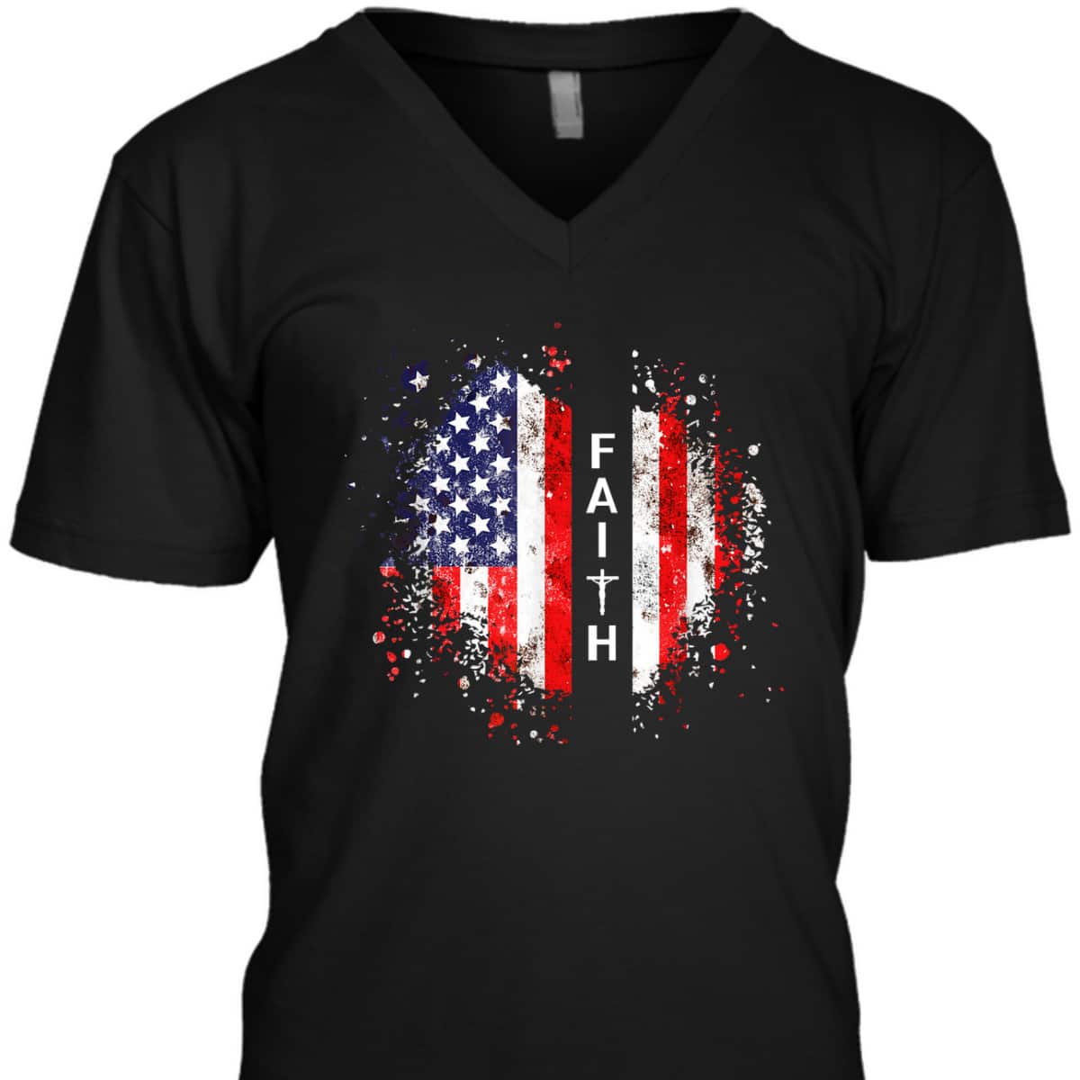 Love In Faith American Faith Graphic Christian US Flag T-Shirt Love In Faith American Faith Graphic Christian US Flag T-Shirt