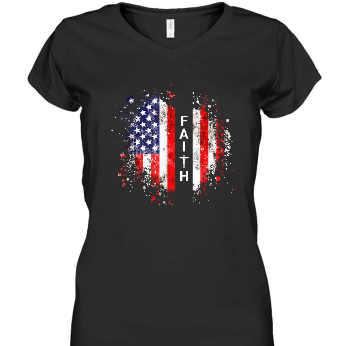 Love In Faith American Faith Graphic Christian US Flag T-Shirt Love In Faith American Faith Graphic Christian US Flag T-Shirt