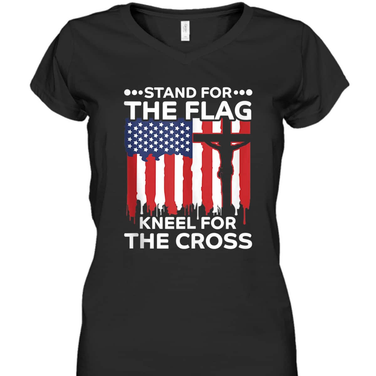 Stand For The Flag Kneel For The Cross American Flag Cross US Flag Veterans T-Shirt Stand For The Flag Kneel For The Cross American Flag Cross US Flag Veterans T-Shirt