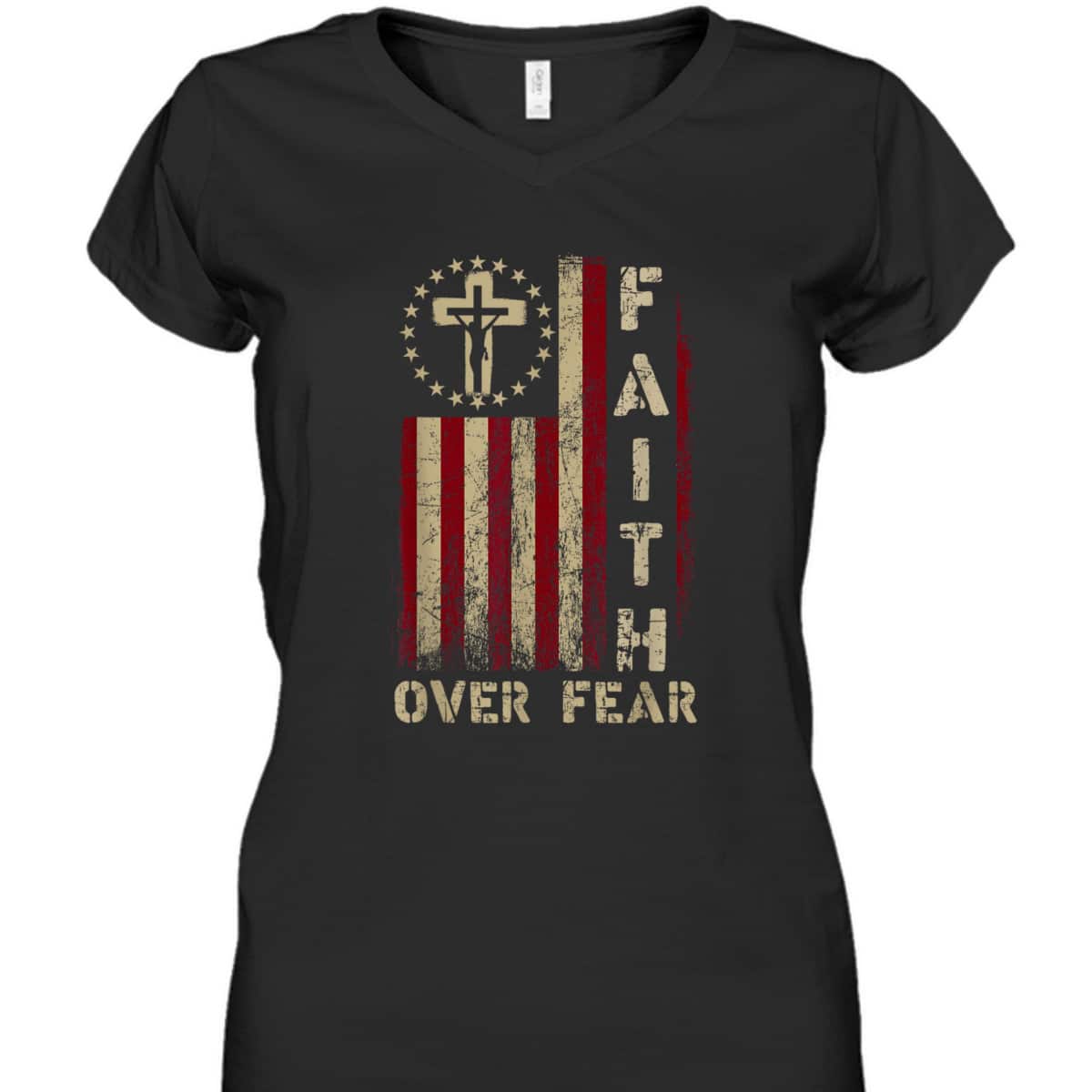 Faith Over Fears Cool Christian Cross USA Flag T-Shirt Faith Over Fears Cool Christian Cross USA Flag T-Shirt