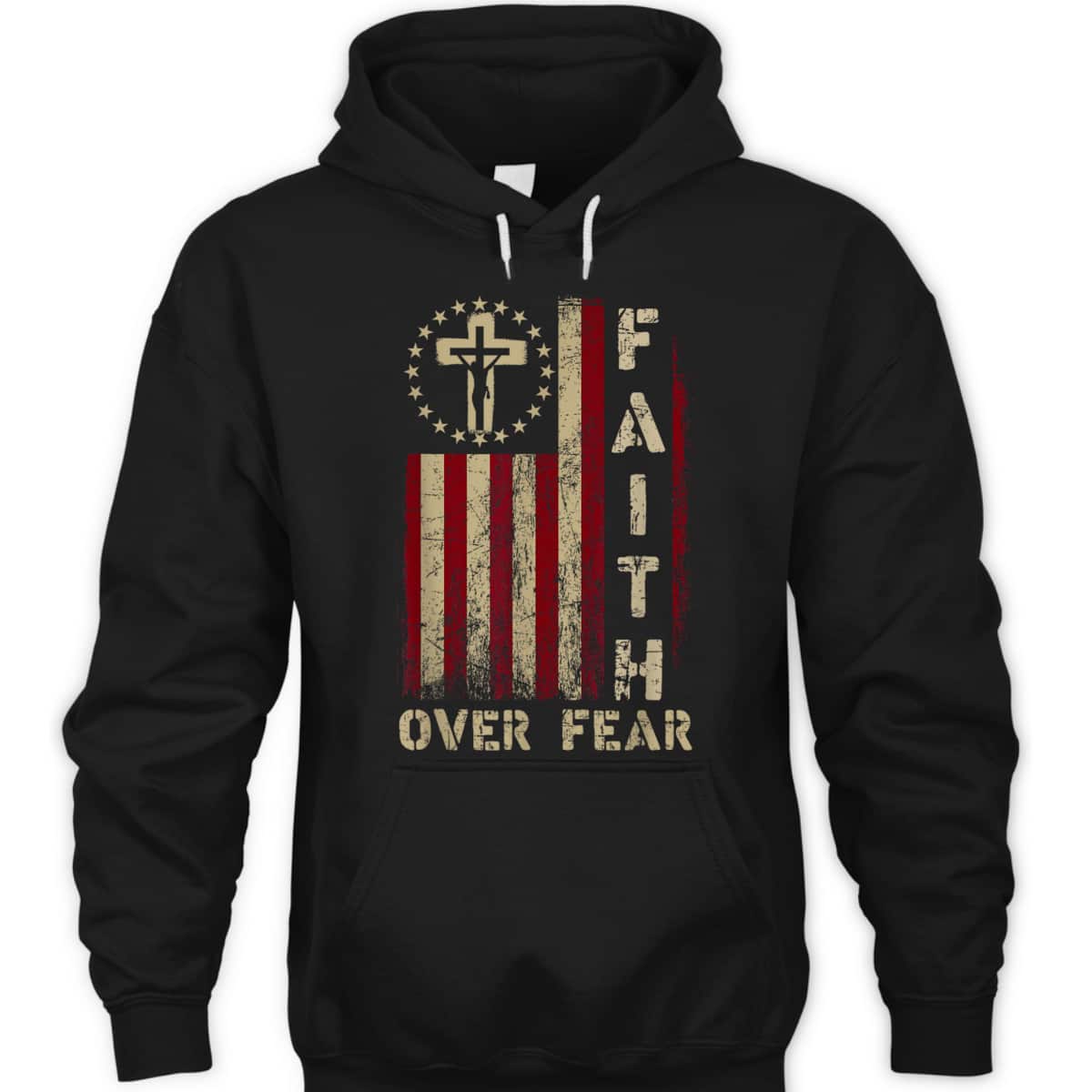 Faith Over Fears Cool Christian Cross USA Flag T-Shirt Faith Over Fears Cool Christian Cross USA Flag T-Shirt