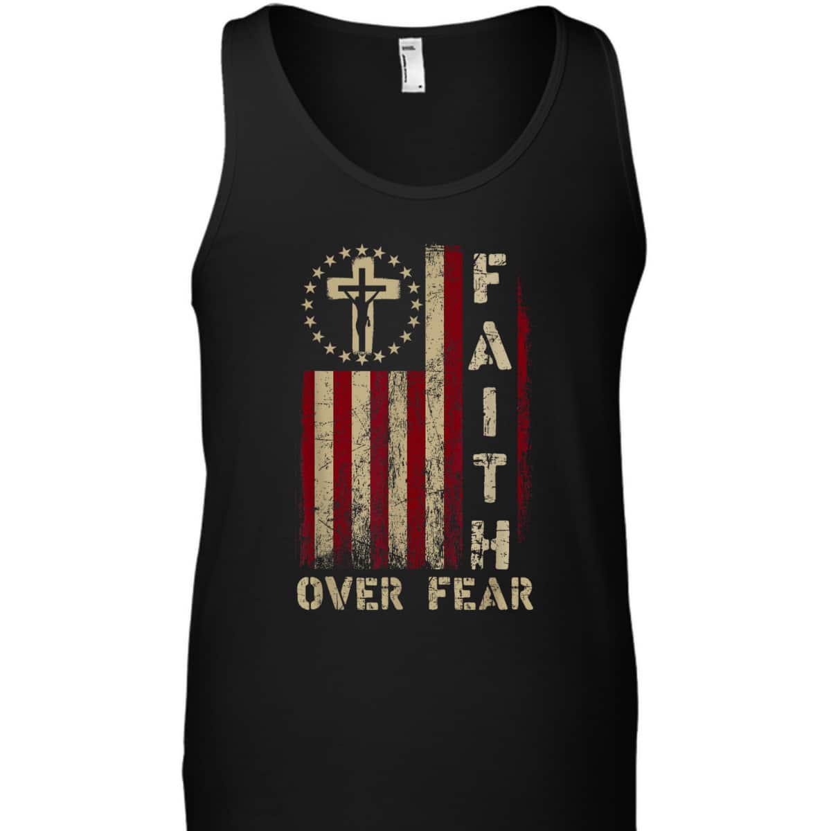 Faith Over Fears Cool Christian Cross USA Flag T-Shirt Faith Over Fears Cool Christian Cross USA Flag T-Shirt