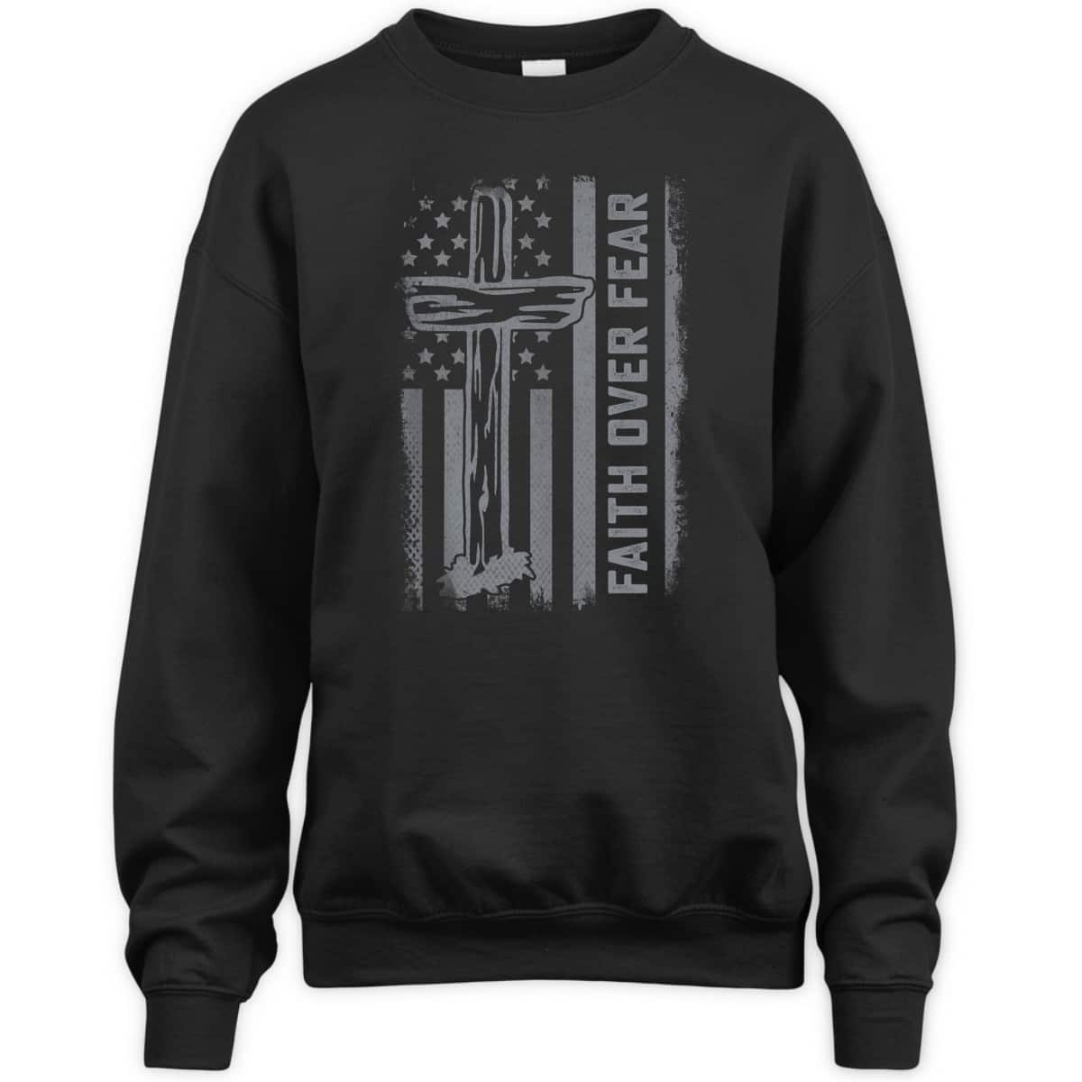 Christian US Flag Cross Faith Over Fear Bible Verse T-Shirt Christian US Flag Cross Faith Over Fear Bible Verse T-Shirt