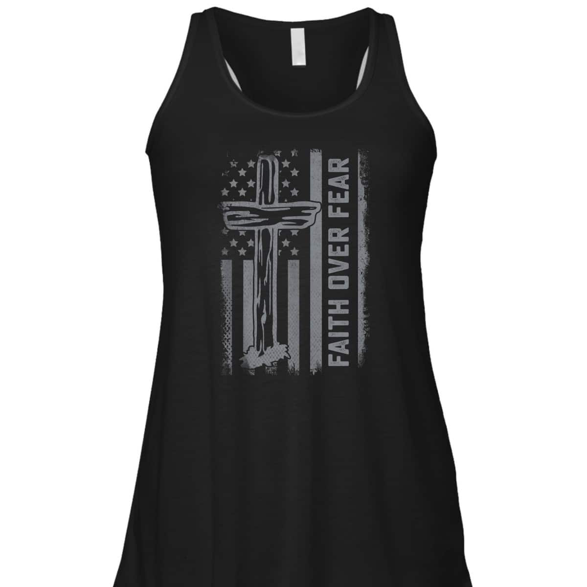 Christian US Flag Cross Faith Over Fear Bible Verse T-Shirt Christian US Flag Cross Faith Over Fear Bible Verse T-Shirt