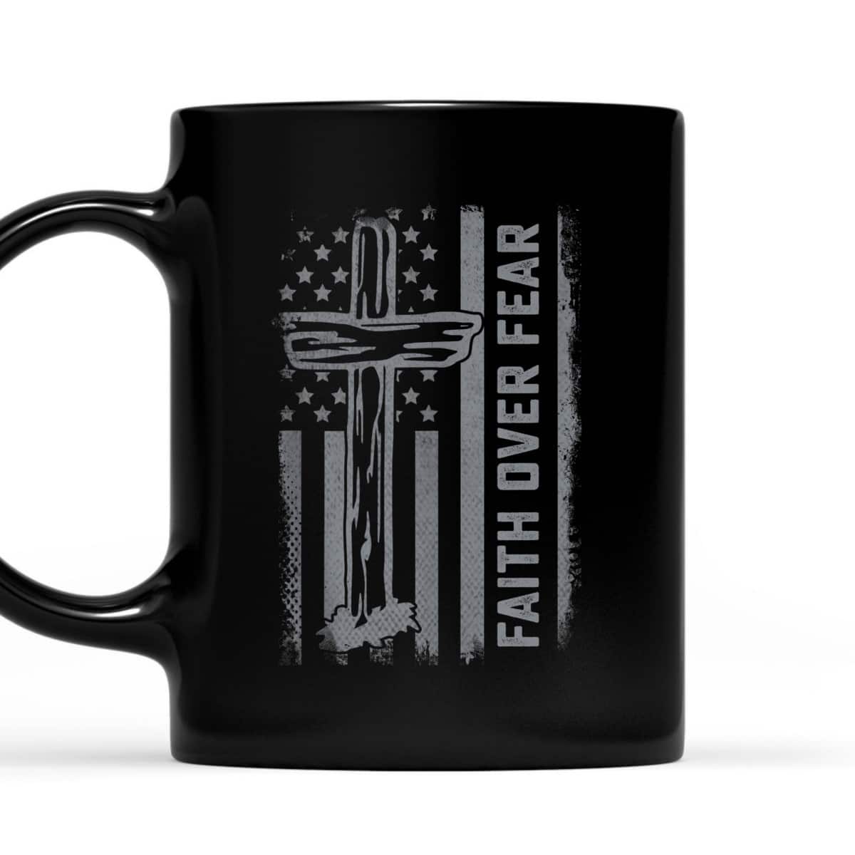 Christian US Flag Cross Faith Over Fear Bible Verse T-Shirt Christian US Flag Cross Faith Over Fear Bible Verse T-Shirt