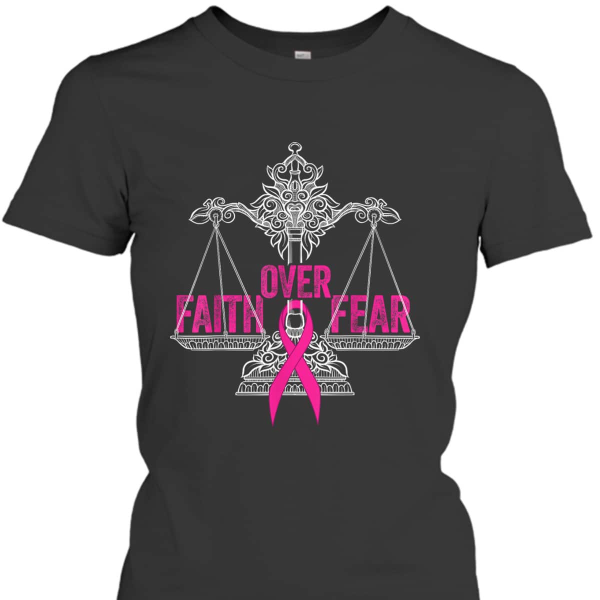 Faith Over Fear Survivor Warrior Pink Ribbon Breast Cancer T-Shirt Faith Over Fear Survivor Warrior Pink Ribbon Breast Cancer T-Shirt