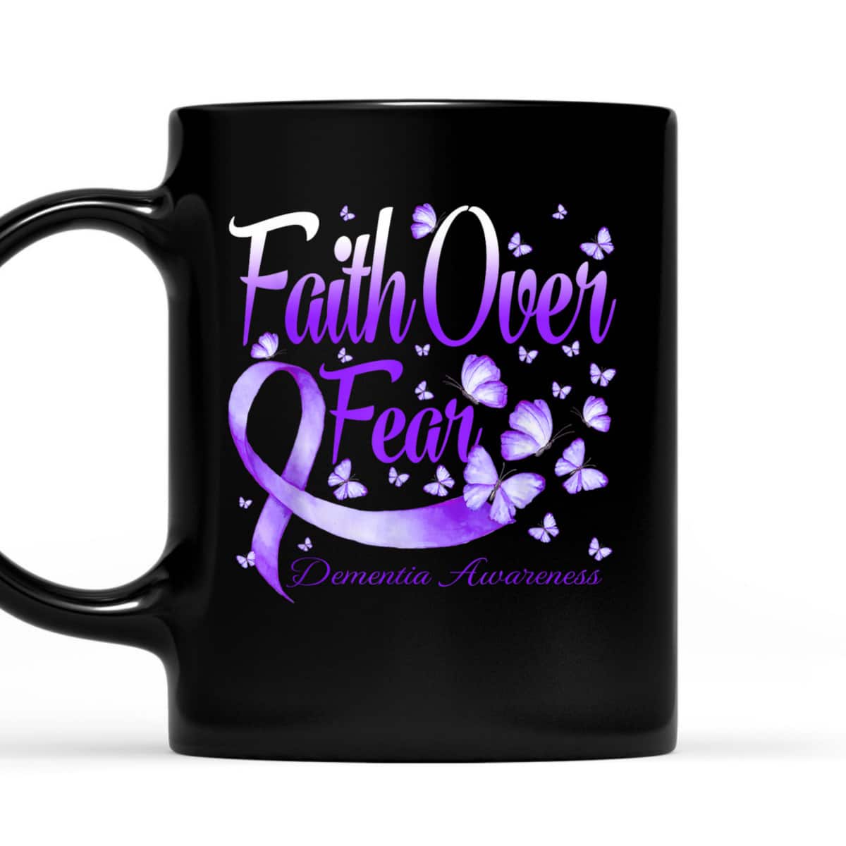 Faith Over Fear Dementia Awareness Butterfly Bible Verse T-Shirt Faith Over Fear Dementia Awareness Butterfly Bible Verse T-Shirt