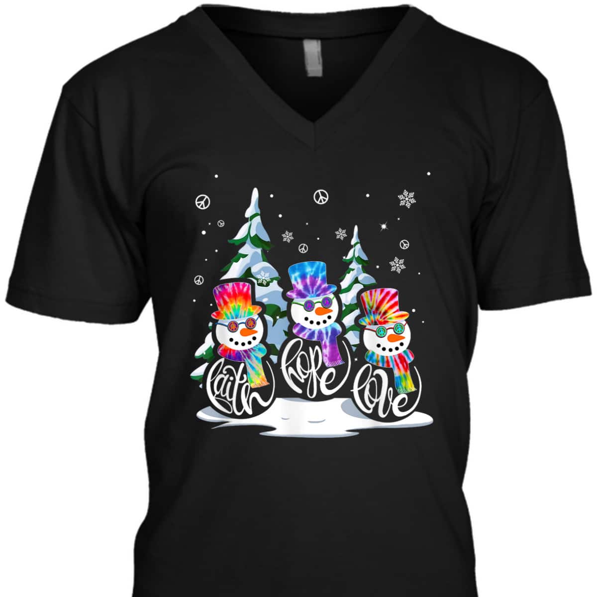 Faith Hope Love Snowman Christmas Hippie Tide Dye Christian T-Shirt Faith Hope Love Snowman Christmas Hippie Tide Dye Christian T-Shirt