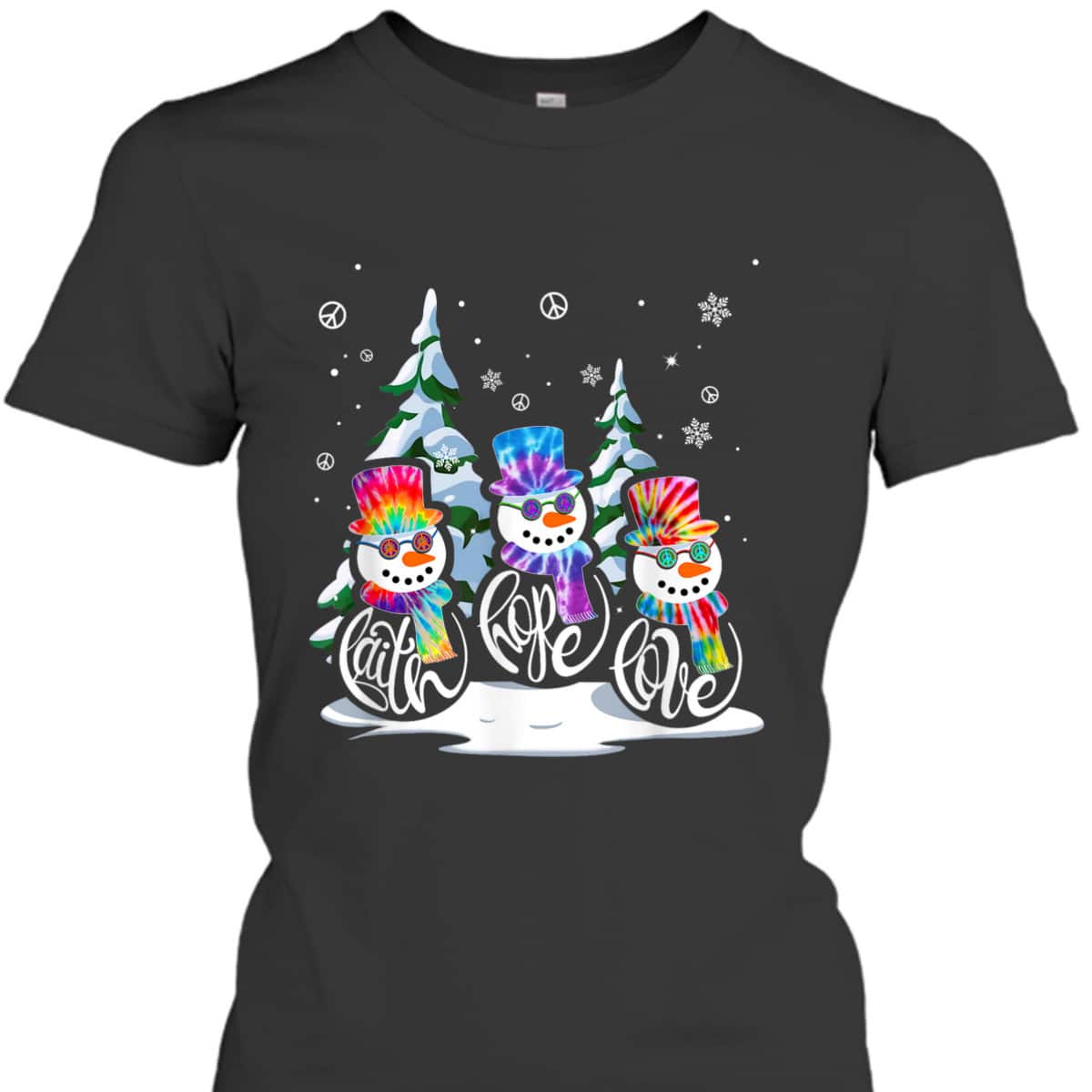 Faith Hope Love Snowman Christmas Hippie Tide Dye Christian T-Shirt Faith Hope Love Snowman Christmas Hippie Tide Dye Christian T-Shirt