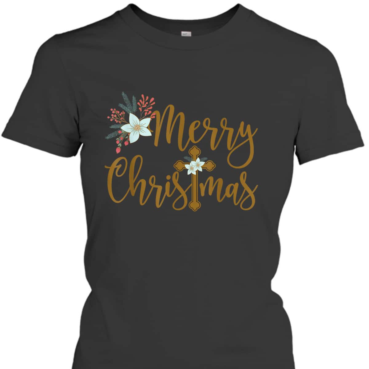 Christian Christmas With Cross Religious Faith T-Shirt Christian Christmas With Cross Religious Faith T-Shirt