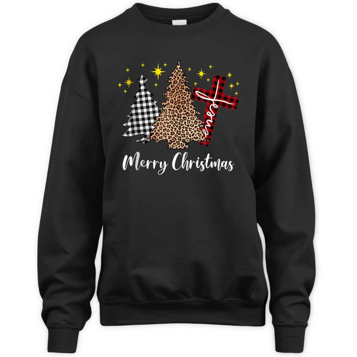 Merry Christmas Xmas Tree Cross Red Plaid Christian Leopard T-Shirt Merry Christmas Xmas Tree Cross Red Plaid Christian Leopard T-Shirt