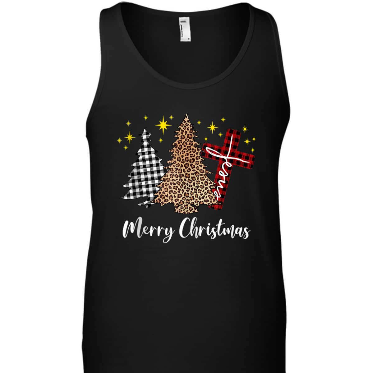 Merry Christmas Xmas Tree Cross Red Plaid Christian Leopard T-Shirt Merry Christmas Xmas Tree Cross Red Plaid Christian Leopard T-Shirt