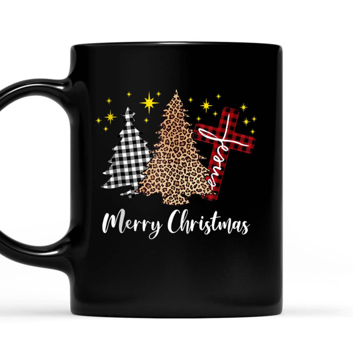 Merry Christmas Xmas Tree Cross Red Plaid Christian Leopard T-Shirt Merry Christmas Xmas Tree Cross Red Plaid Christian Leopard T-Shirt