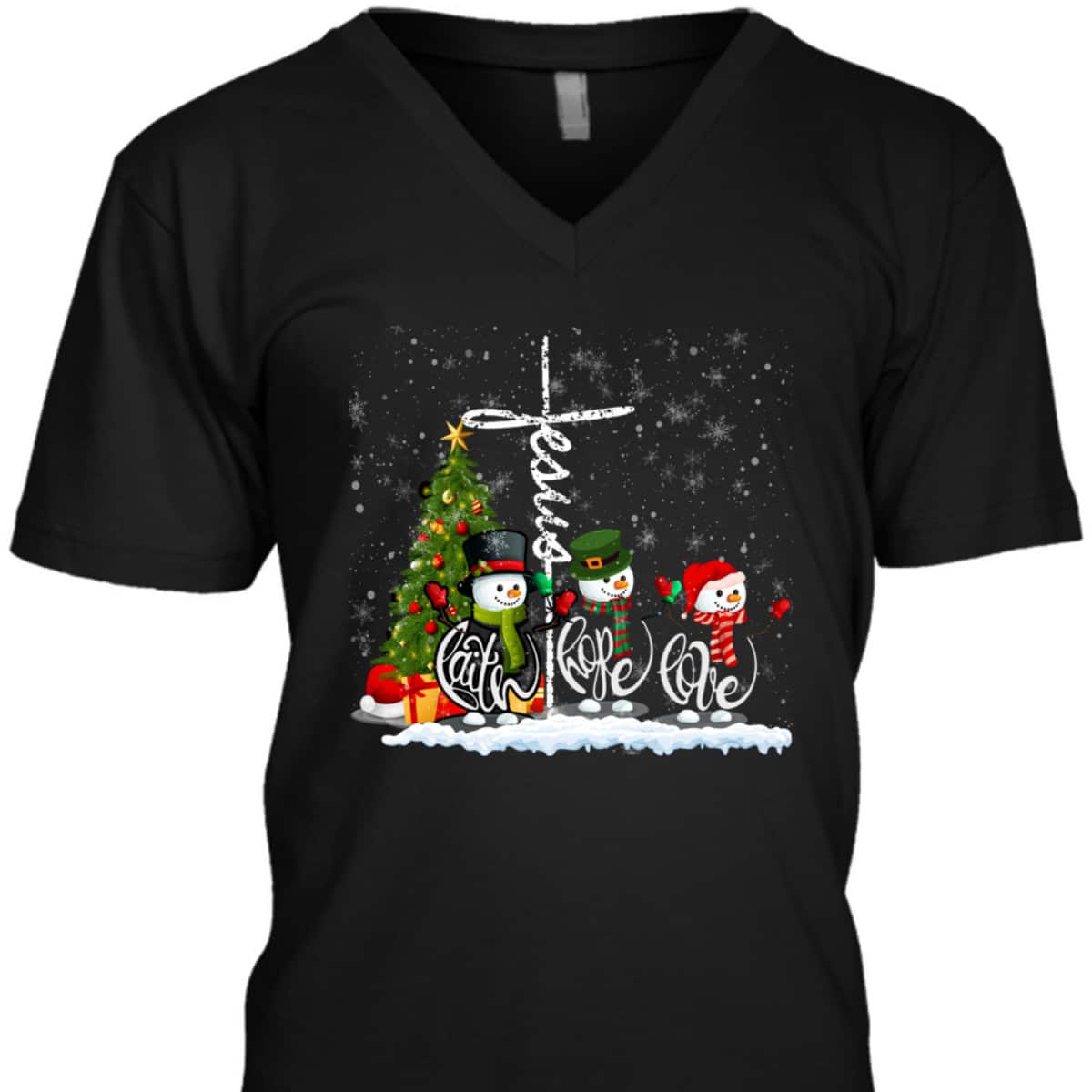 Jesus Faith Hope Love Snowman Funny Xmas For Christian T-Shirt Jesus Faith Hope Love Snowman Funny Xmas For Christian T-Shirt