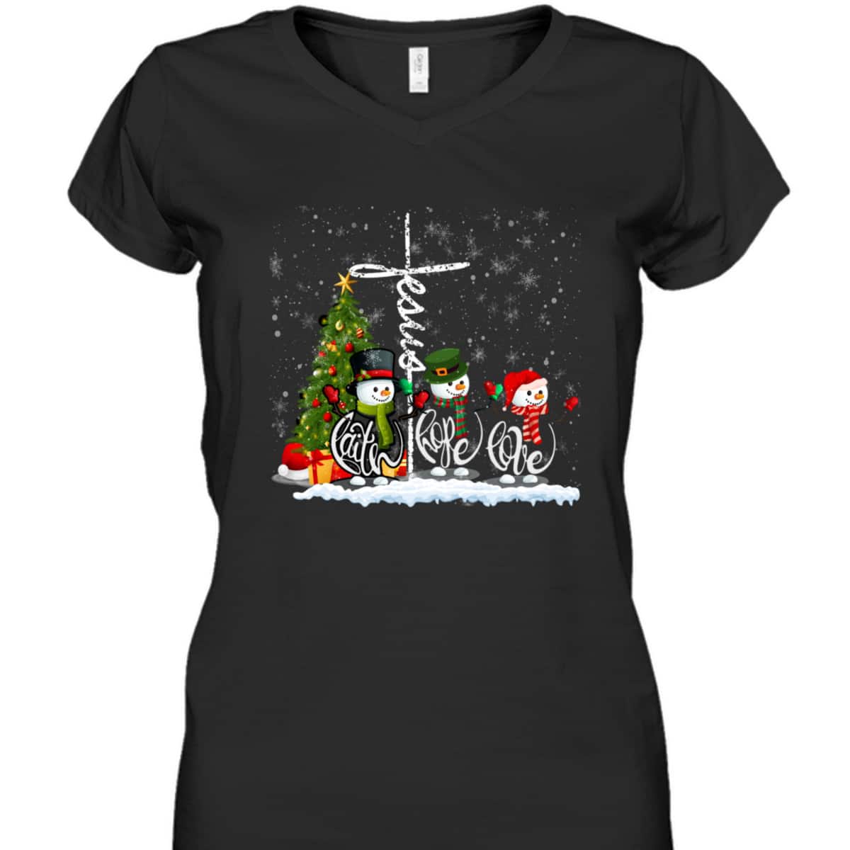 Jesus Faith Hope Love Snowman Funny Xmas For Christian T-Shirt Jesus Faith Hope Love Snowman Funny Xmas For Christian T-Shirt
