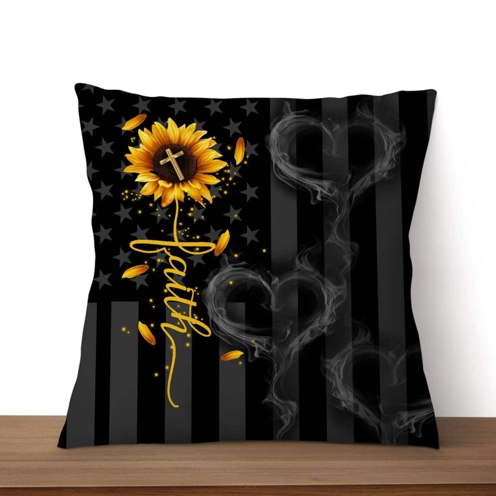 Faith Cross Sunflower Christian Pillow