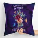 Bible Verse Scripture God You Have Been Saved Through Faith Stunning Floral Cross Pillow