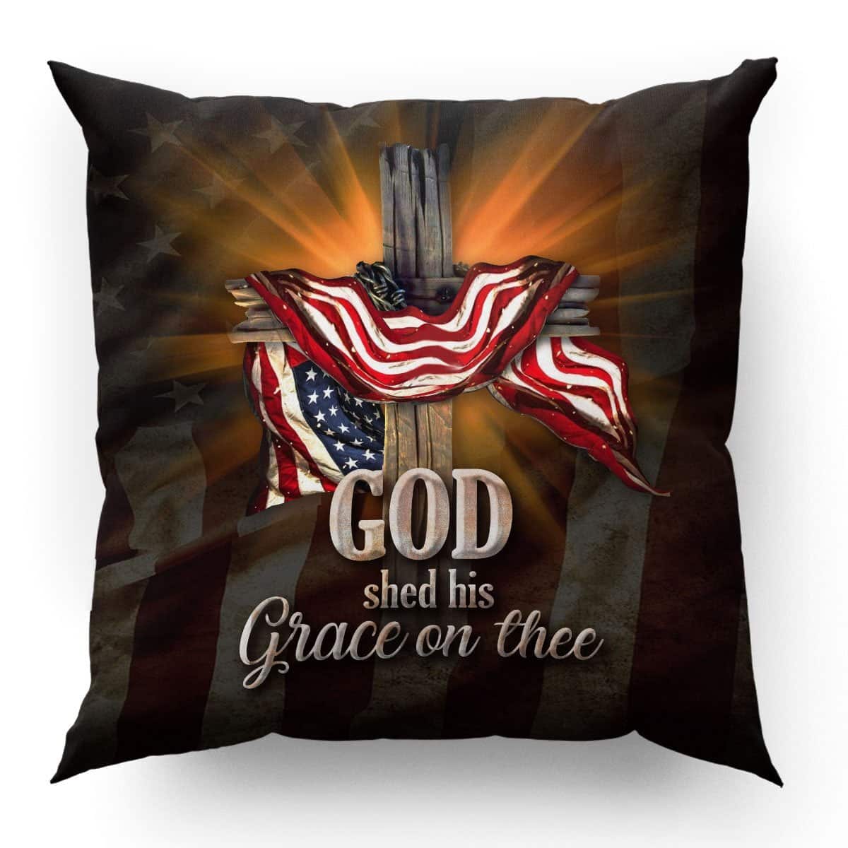 Bible Verse Scripture God God Shed His Grace On Thee Unique Cross And American Flag Pillow