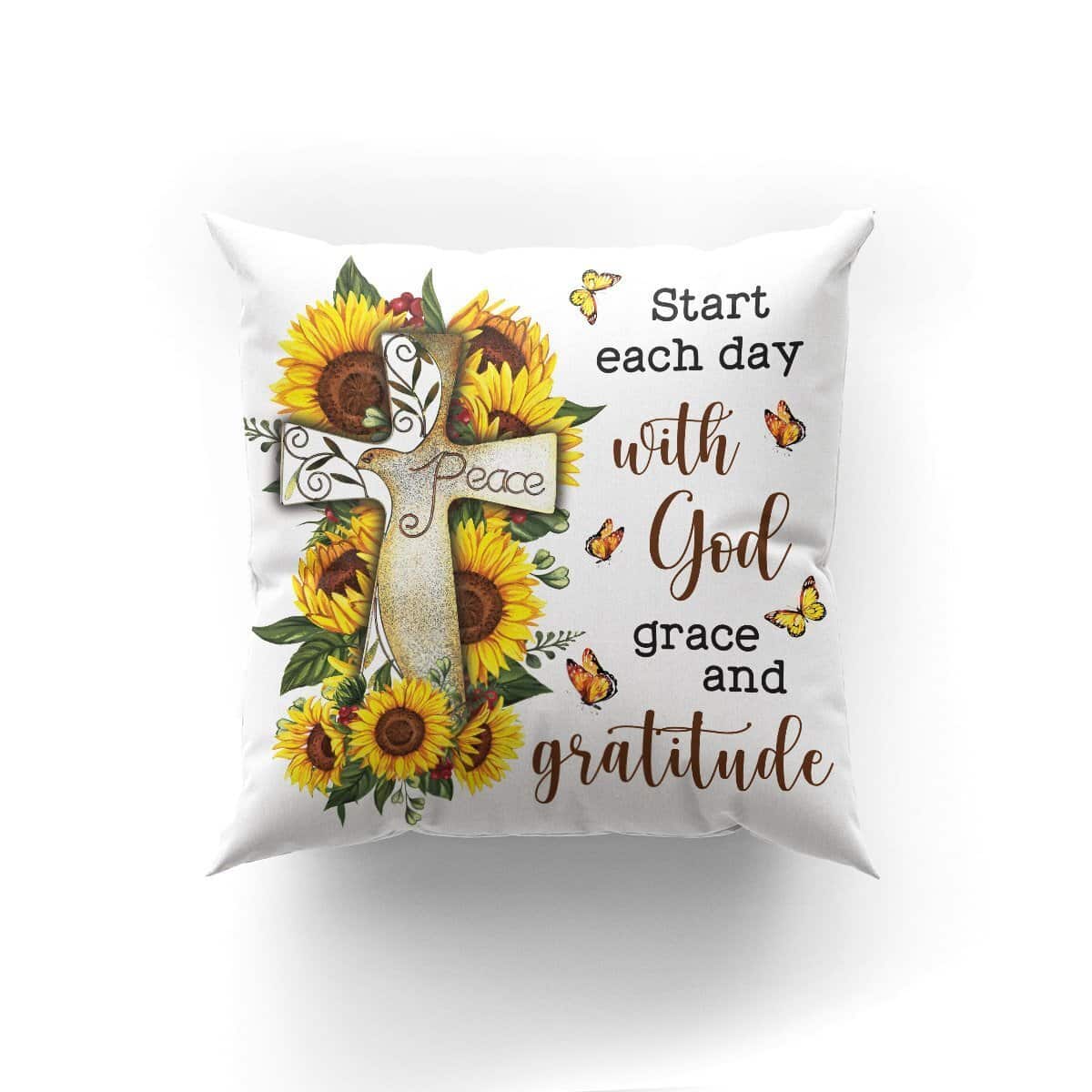 Bible Verse Scripture God Special Sunflower Start Each Day With God Pillow Bible Verse Scripture God Special Sunflower Start Each Day With God Pillow